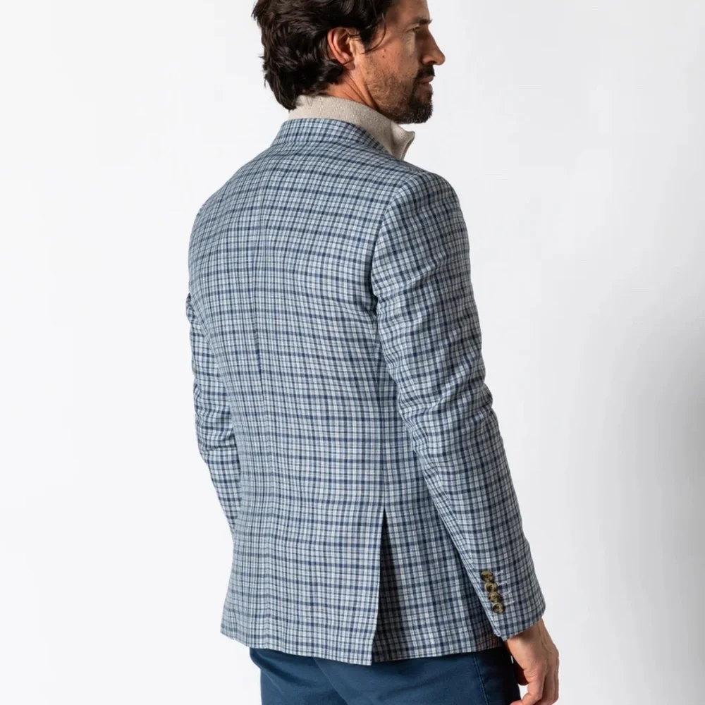 DH Bedford Plaid Sport Coat Navy - Picture 2 of 2